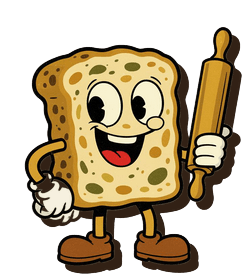 The Dimple Gang mascot — focaccia rubber hose